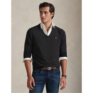 Ralph Lauren Pima Cotton V-Neck Pony Logo Sweater | Classic Preppy Knit Pullover